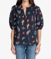 Johnny Was Louanne Button Down Shirt In Graphite In Blue