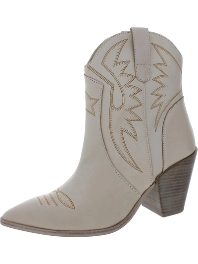 Dolce Vita Ginni Womens Embroidered Pointed Toe Cowboy, Western Boots In Grey