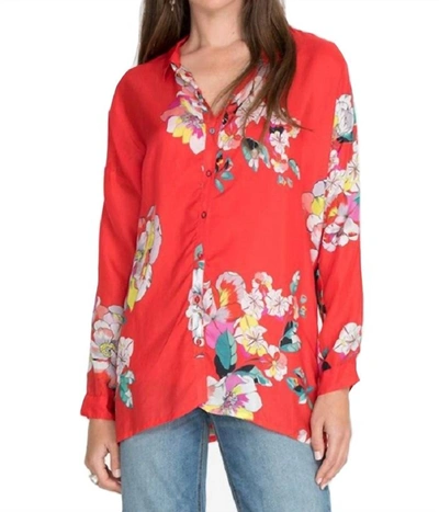 Johnny Was Passion Iris Button Down Shirt In Multi In Red