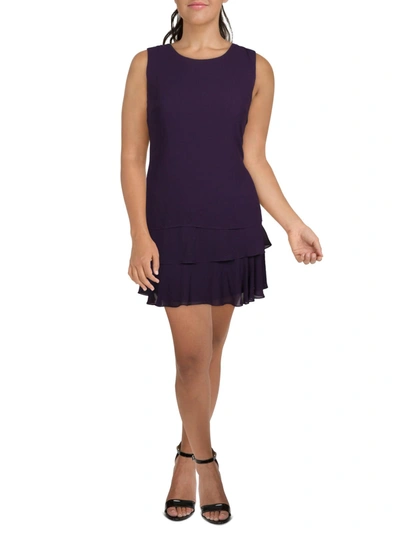 Lauren Ralph Lauren Georgette Womens Wedding Mini Shift Dress In Purple