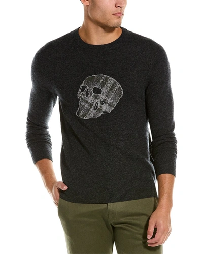 Autumn Cashmere Plaid Skull Jacquard Wool & Cashmere-blend Cashmere Sweater In Grey