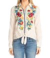 Johnny Was Nandi Tie Front Shirt In Stripe Print In Beige