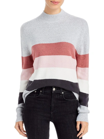 Beachlunchlounge Portia Womens Funnel Neck Striped Crewneck Sweater In Pink
