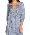 JOHNNY WAS TARYN FLOWLY TASSEL BLOUSE IN MULTI