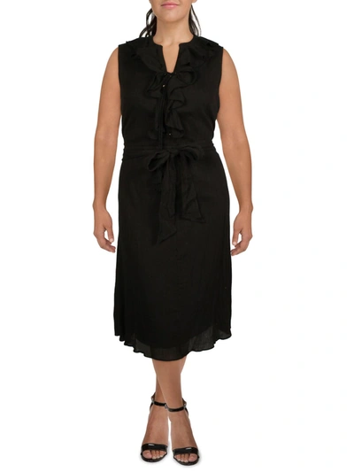 Lauren Ralph Lauren Womens Ruffled Calf Midi Dress In Black