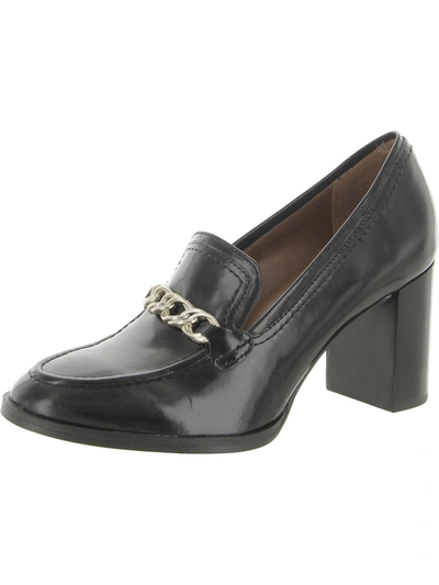 27 Edit Bliss Womens Leather Slip-on Loafer Heels In Black
