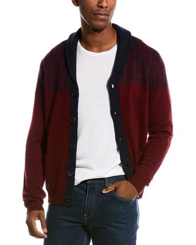 Kier + J Shawl Collar Houndstooth Wool & Cashmere-blend Cardigan In Multi