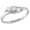 Mimi & Max 1/5ct Tgw Opal And Diamond Accent 3-stone Ring In 10k White Gold In White