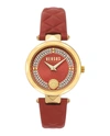 Versus Covent Garden Petite Leather Watch In Gold