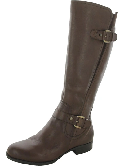Naturalizer Jean Womens Leather Knee-high Motorcycle Boots In Gold