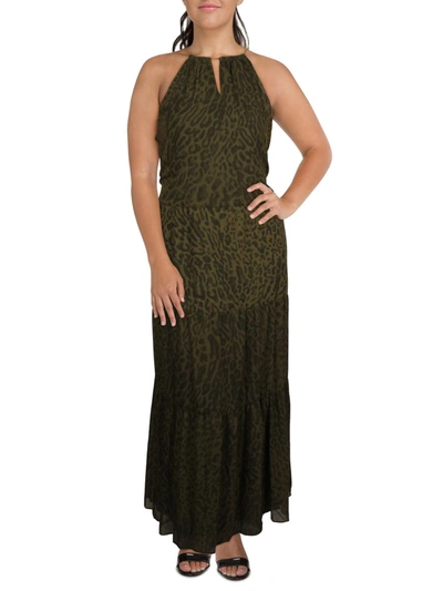 Lauren Ralph Lauren Womens Georgette Ocelot Print Maxi Dress In Green