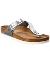 Birkenstock Gizeh Metallic Leather Sandals In Silver