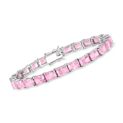 Ross-simons Simulated Pink Sapphire Tennis Bracelet In Sterling Silver In Multi