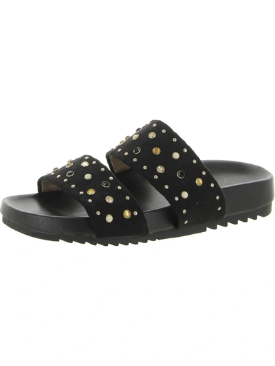 Naturalizer Amabella 2 Womens Faux Suede Studded Slide Sandals In Black