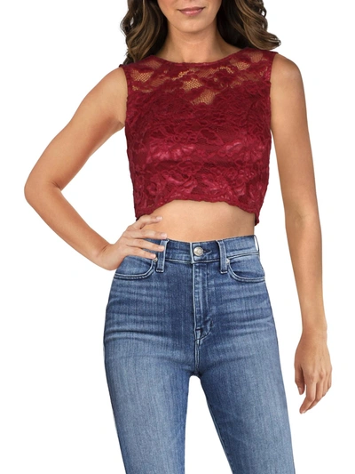 Trixxi Juniors Womens Lace Sleeveless Crop Top In Red