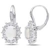 Mimi & Max 3 7/8ct Tgw Opal, White Topaz And Diamond Accent Halo Leverback Earrings In Sterling Silver In White