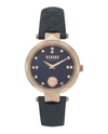 Versus Covent Garden Petite Leather Watch In Blue