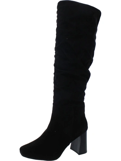 Sugar Emerson Womens Faux Suede Slouchy Knee-high Boots In Black
