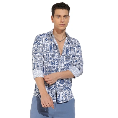 Campus Sutra Contrast Aztec Shirt In White