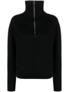 Courrèges Logo-patch Half-zip Jumper In Black