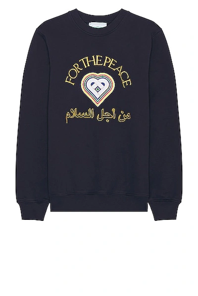 Casablanca For The Peace Gold Crew Neck Sweatshirt In Blue