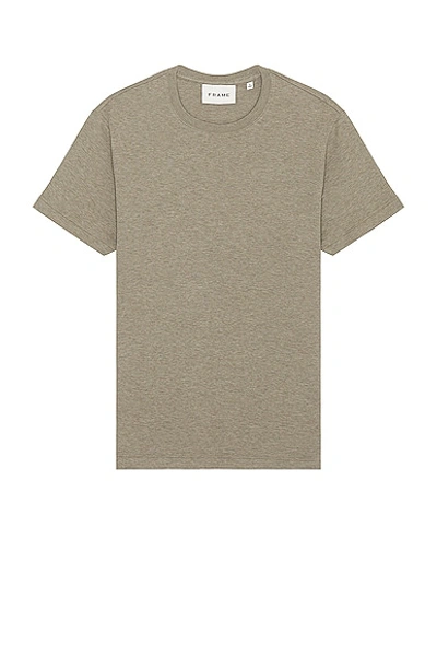 Frame Duo Fold Short Sleeve Tee In Heather Dark Beige