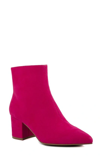 Sugar Nightlife Womens Faux Suede Heel Ankle Boots In Fuchsia
