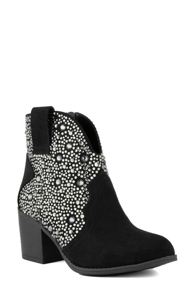 Sugar Comet Womens Faux Suede Pointed Toe Cowboy, Western Boots In Black