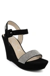 Sugar Chili Womens Dressy Square Toe Wedge Sandals In B-black Heat Seals