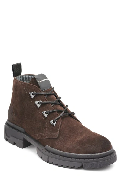 Karl Lagerfeld Suede Lug Chukka Boot In Dark Brown