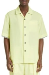 SACAI SHORT SLEEVE CONVERTIBLE COLLAR SUITING SHIRT