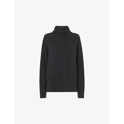 Whistles Cashmere Turtleneck Sweater In Dark Gray