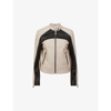 Reiss Adelaide - Black/neutral Leather Collarless Quilted Jacket, Us 0