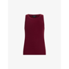 Allsaints Womens Royal Red Rina Round-neck Stretch-woven Tank Top