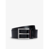 Hugo Boss Hugo Mens Logo-embossed Contrast-stitching Leather Belt