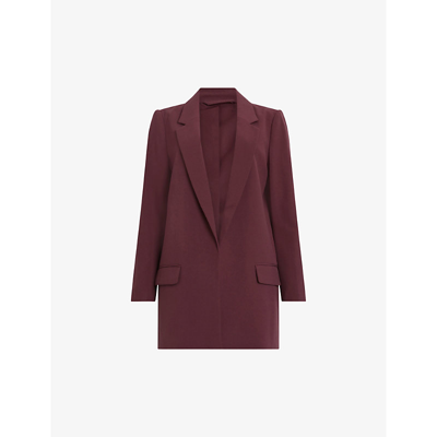 Allsaints Womens Urban Mauve Pi Aleida Open-front Single-breasted Stretch-woven Blazer In Urban Mauve Pi