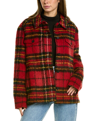 Allsaints Rosey Check Wool-blend Jacket In Red