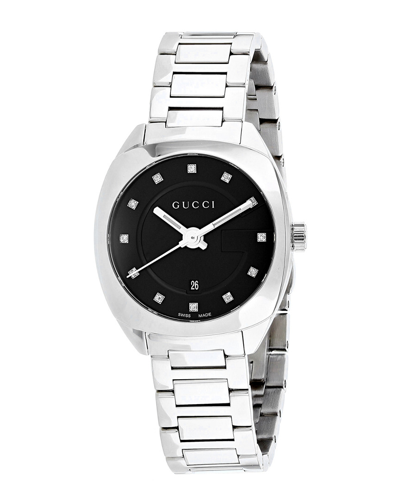 Gucci Gg2570 Black Dial Diamond Stainless Steel Ladies Watch Ya142503