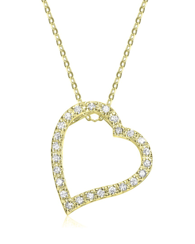 Rachel Glauber 14k Plated Cz Heart Floating Pendant Necklace