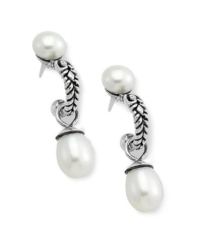 Samuel B. Silver Pearl Drop Hoops