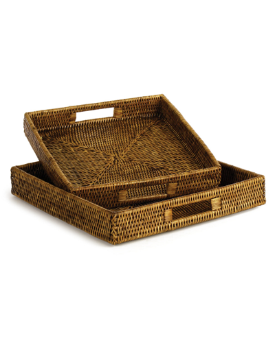 Napa Home & Garden Set Of 2 Burma Rattan Square Table Trays