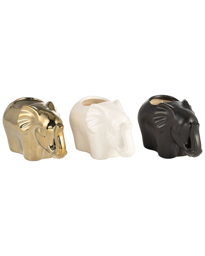 Sagebrook Home Set Of 3 9oz Hippo Soy Scented Candles In Black