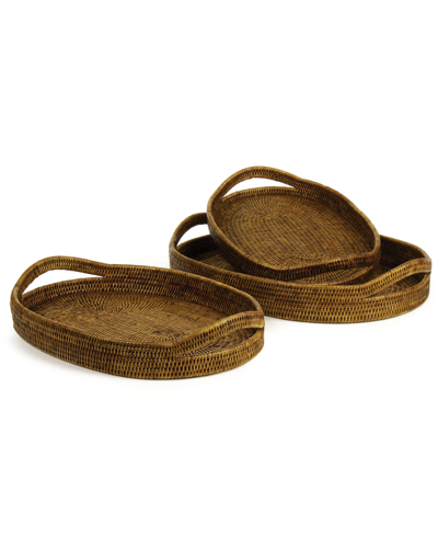 Napa Home & Garden Set Of 3 Burma Rattan Oval Servng Trays