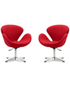 Manhattan Comfort Set Of 2 Raspberry Adjustable Swivel Chairs