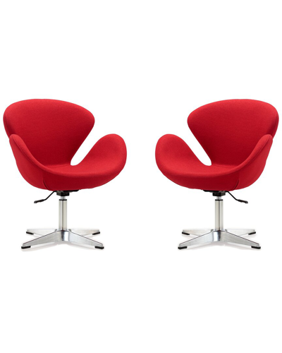 Manhattan Comfort Set Of 2 Raspberry Adjustable Swivel Chairs