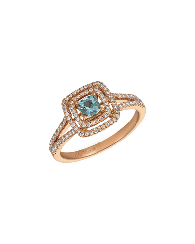 Le Vian 14k Rose Gold 0.81 Ct. Tw. Diamond & Aquamarine Ring