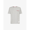 Thom Browne Short-sleeve Crew Neck T-shirt With Chest Pocket And Striped Trim Detail In Grey