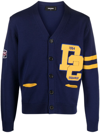 Dsquared2 College Shetland Wool Cardigan In Blue