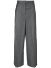 Fendi Wide Leg Wool Pants In Gray