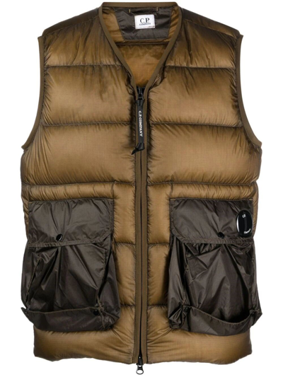 Thom Browne C.p. Company Down Vest Gilet In Yellow